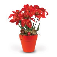 Αλεξανδρινό γλαστράκι με 7 λουλούδια glitter 30εκ. σε 2 χρώματα - 008734